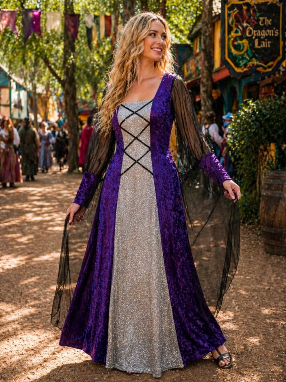 Charades Costume Dress Renaissance Medieval Witch Queen Vampire Vintage 90s